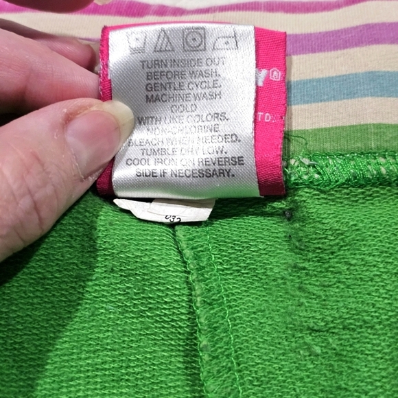 Sanrio Hello Kitty Girls Shorts Green Cinch Side Pulls Elastic Waist Striped 𝑀 - Picture 8 of 9